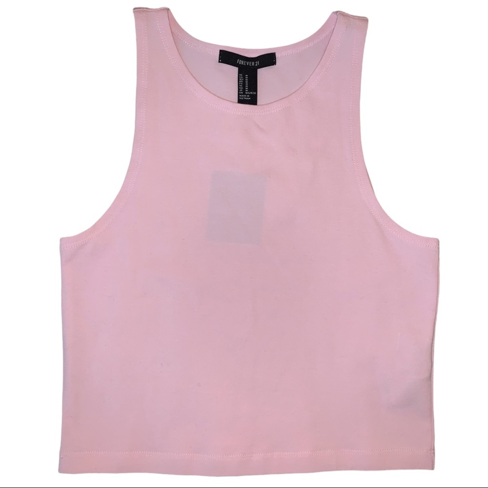 Forever 21 Pastel Baby Pink Basic Crop Tank Top